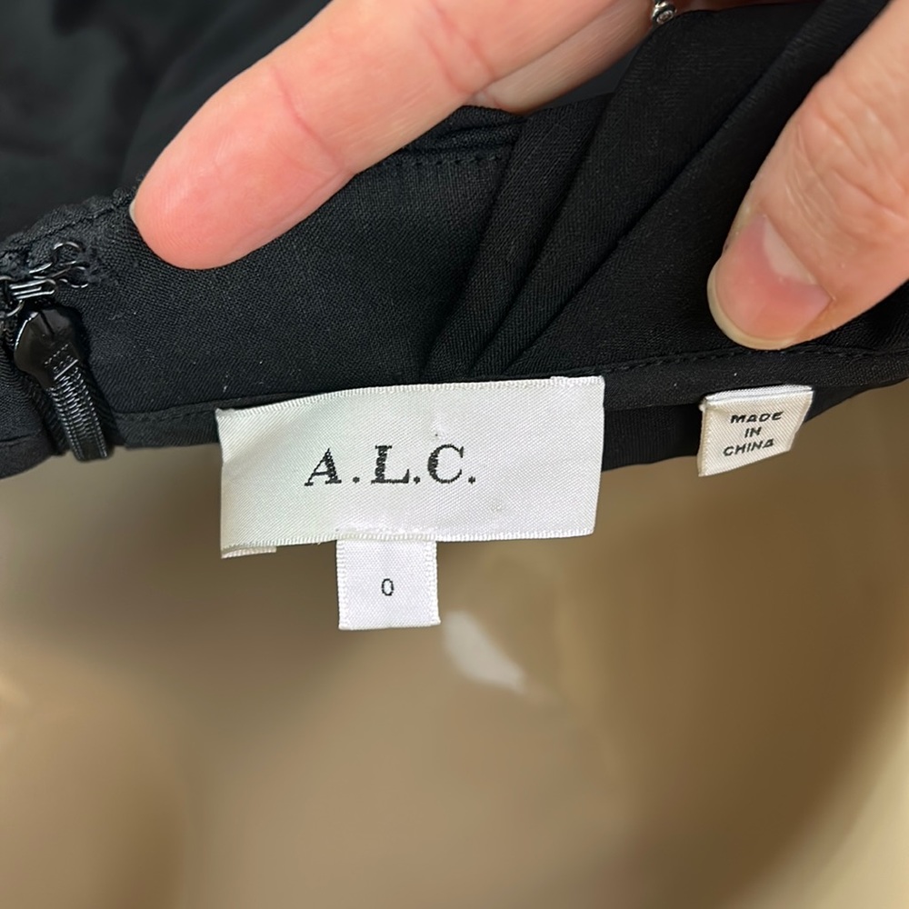 A.L.C Nora off shoulder linen ruffle ruched mid-calf little black dress - Picture 11 of 13